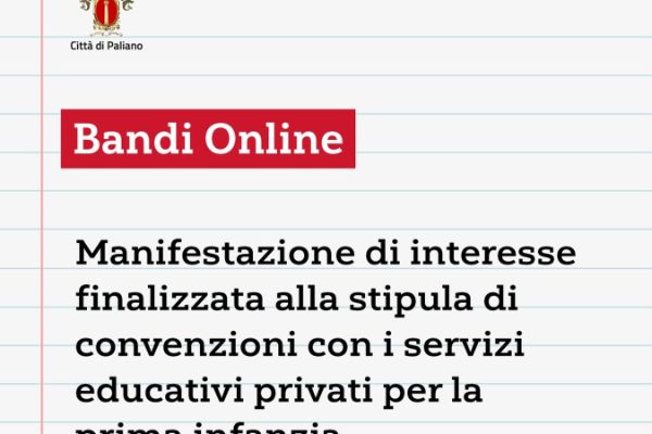 Manifestazione di interesse finalizzata alla stipula di convenzioni con i servizi educativi privati per la prima infanzia