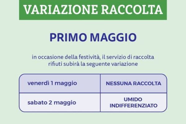Variazione calendario raccolta differenziata