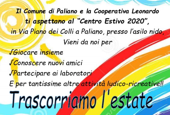 "Centro estivo 2020": apertura iscrizioni