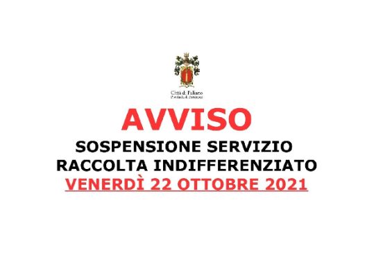 Avviso: sospensione servizio raccolta indifferenziato