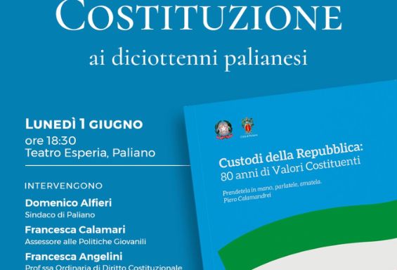 Consegna della Costituzioni ai diciottenni palianesi
