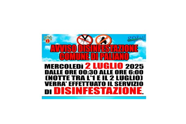 Avviso disinfestazione