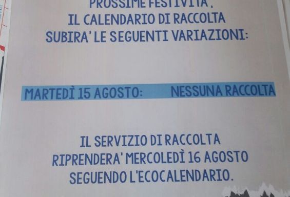 Raccolta differenziata: variazioni al calendario