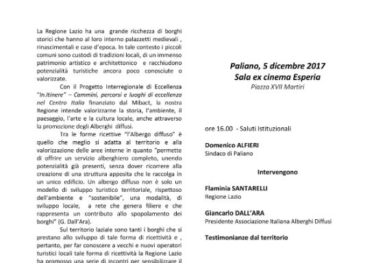 5 dicembre: convegno sugli alberghi diffusi