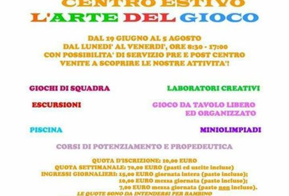 Al via le iscrizioni per il centro estivo "L'arte del gioco"