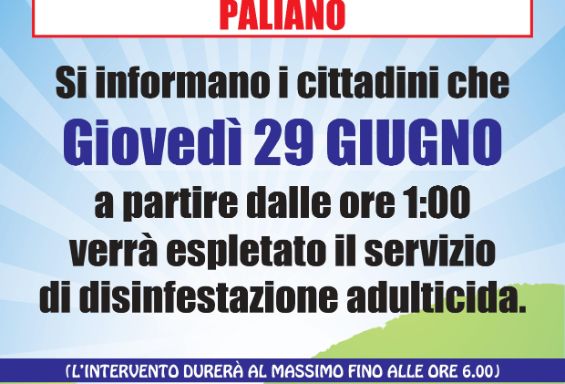 AVVISO: Disinfestazione 29.6.2017