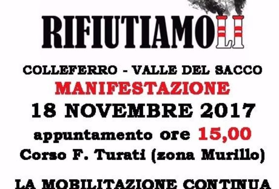 18 Novembre: il comune di Paliano "in marcia" con le associazioni contro il revamping degli inceneritori di Colleferro
