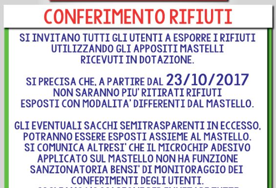 Avviso conferimento rifiuti