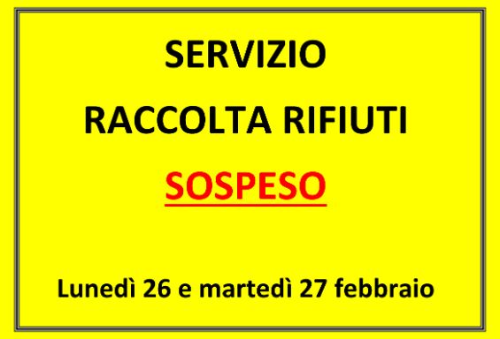 Sospensione ritiro rifiuti