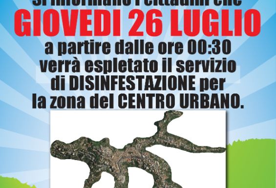 Programma di disinfestazione: giovedì 26 luglio.