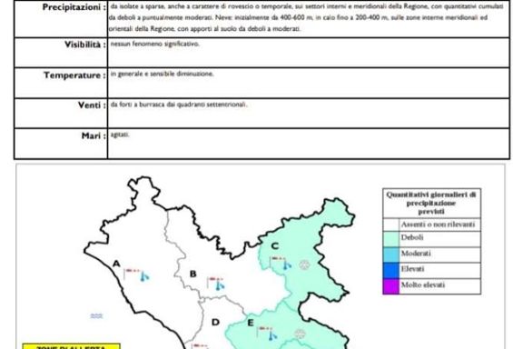 Allerta meteo per il giorno 3 gennaio 2019.