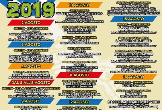 Estate Palianese 2019: il programma completo