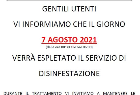 Avviso: Disinfestazione su territorio comunale