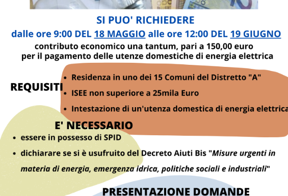 Avviso Pubblico per l'attribuzione del Bonus Energia regionale