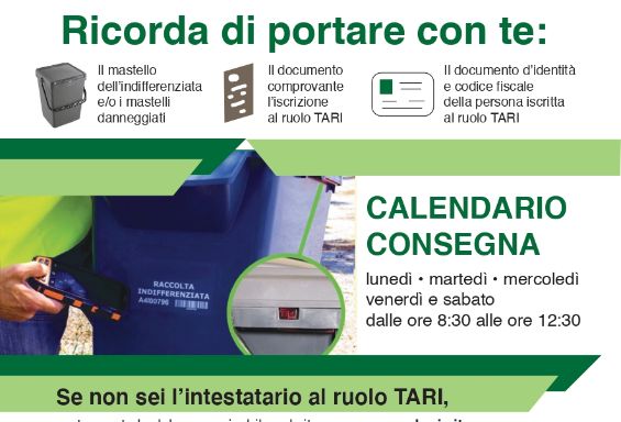 Avviso: consegna nuovi mastelli per l'indifferenziato