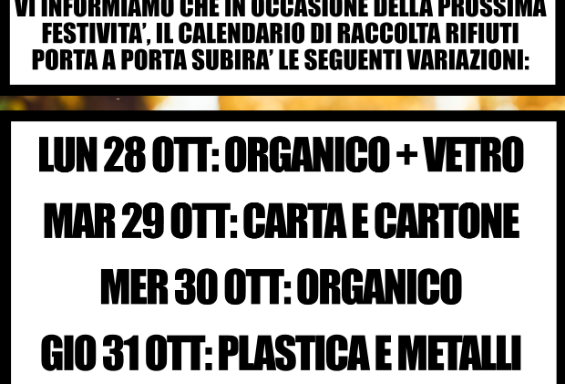 VARIAZIONE RACCOLTA RIFIUTI