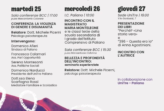 Giornata Internazionale per l’Eliminazione della Violenza contro le Donne